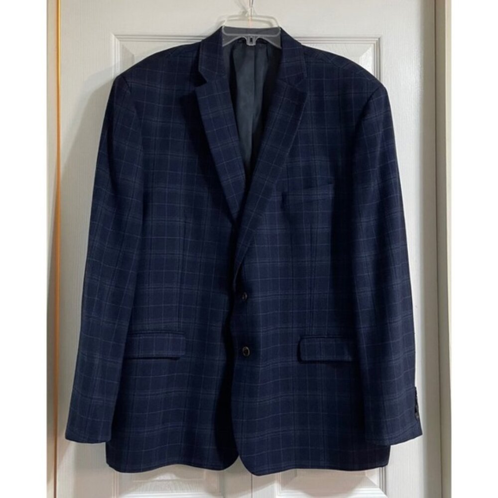 Lauren Ralph Lauren Navy Plaid Blazer Classic Sport Coat Business Casual 50R